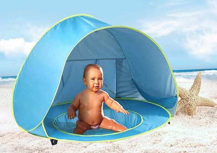 Hub Pop - Portable Pop Up Baby Beach Tent (Blue)