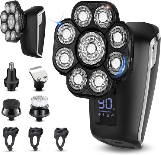 Glide Aqua - New 9D Cordless Rechargeable 6-in-1 Waterproof Head Shaver